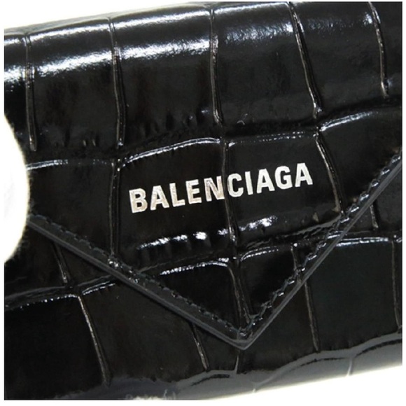 BALENCIAGA / Balenciaga key case 6 row crocodile embossed leather key ring Black - Picture 8 of 8